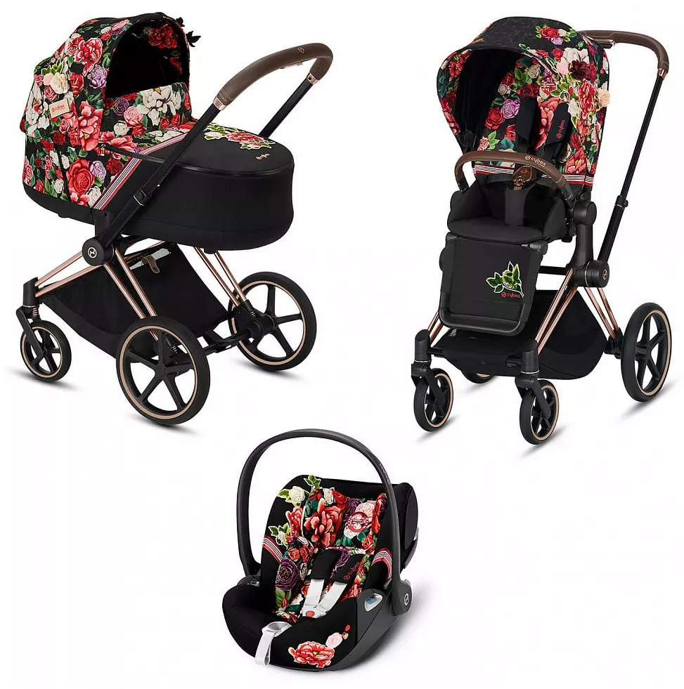 Коляска 3в1 Cybex Priam III Rosegold Spring Blossom dark с доставкой в  Москве в интернет-магазине «Наследникъ Выжанова»